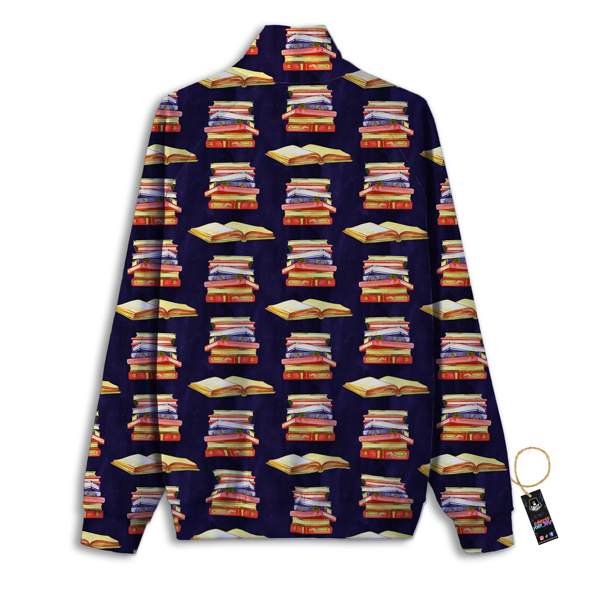 Bookshelf Watercolor Print Pattern Track Jacket-grizzshop