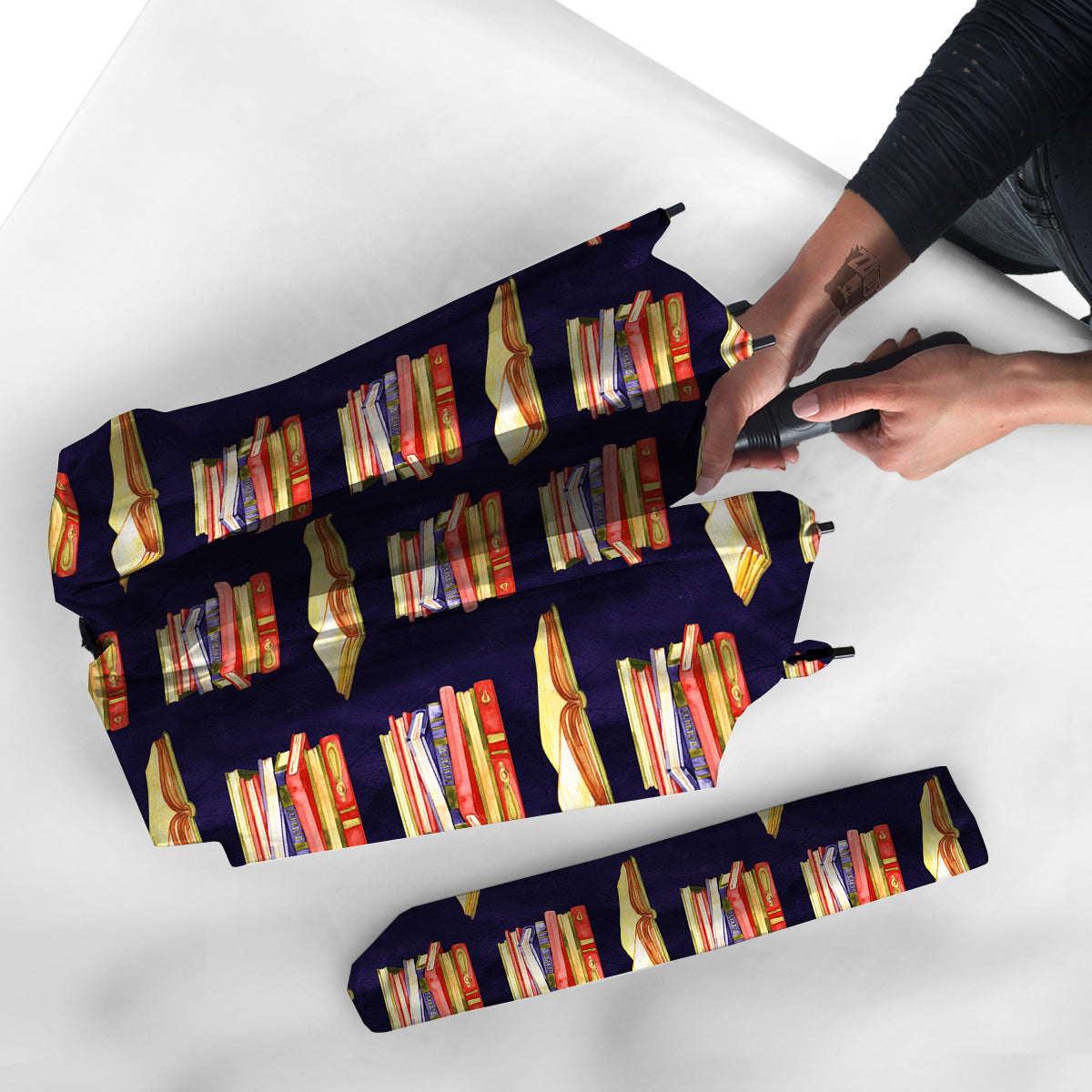 Bookshelf Watercolor Print Pattern Umbrella-grizzshop