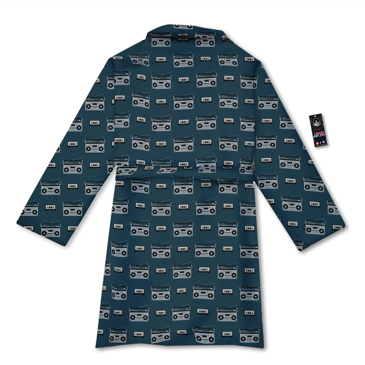 Boombox And Cassette Tape Print Pattern Bathrobe-grizzshop