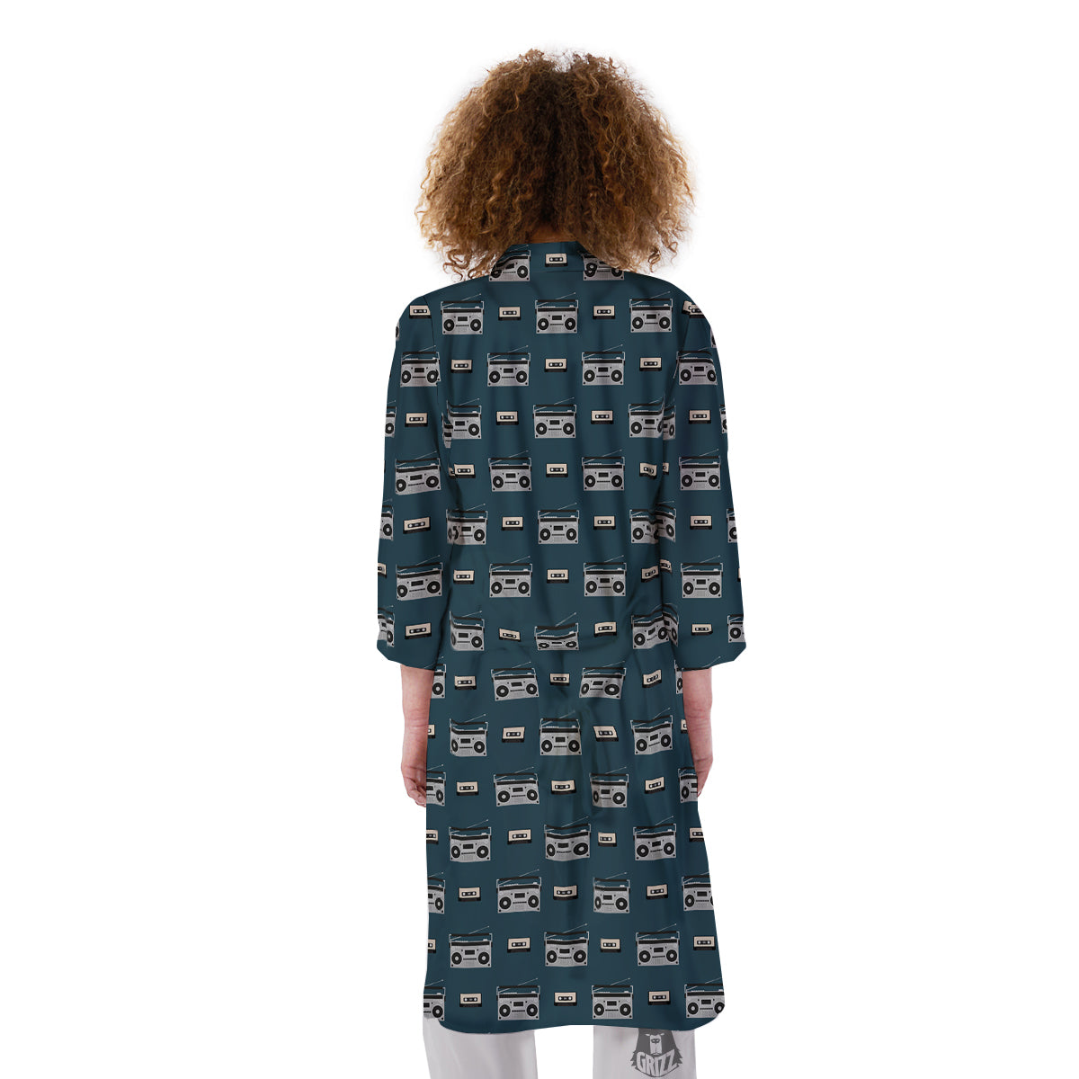 Boombox And Cassette Tape Print Pattern Kimono-grizzshop