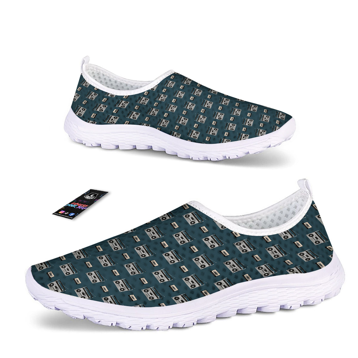 Boombox And Cassette Tape Print Pattern Nurse Shoes-grizzshop