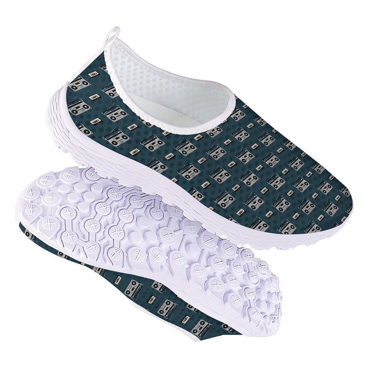 Boombox And Cassette Tape Print Pattern Nurse Shoes-grizzshop