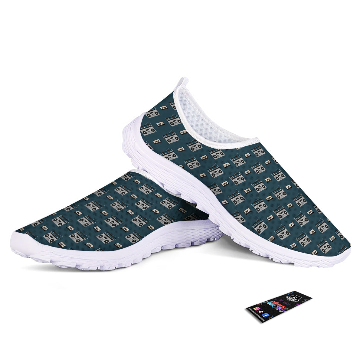 Boombox And Cassette Tape Print Pattern Nurse Shoes-grizzshop