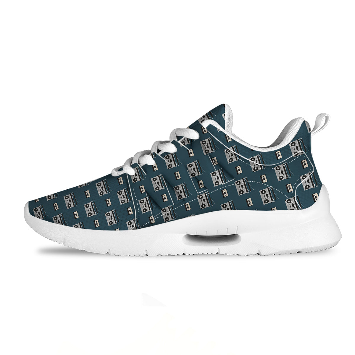 Boombox And Cassette Tape Print Pattern Tennis Shoes-grizzshop