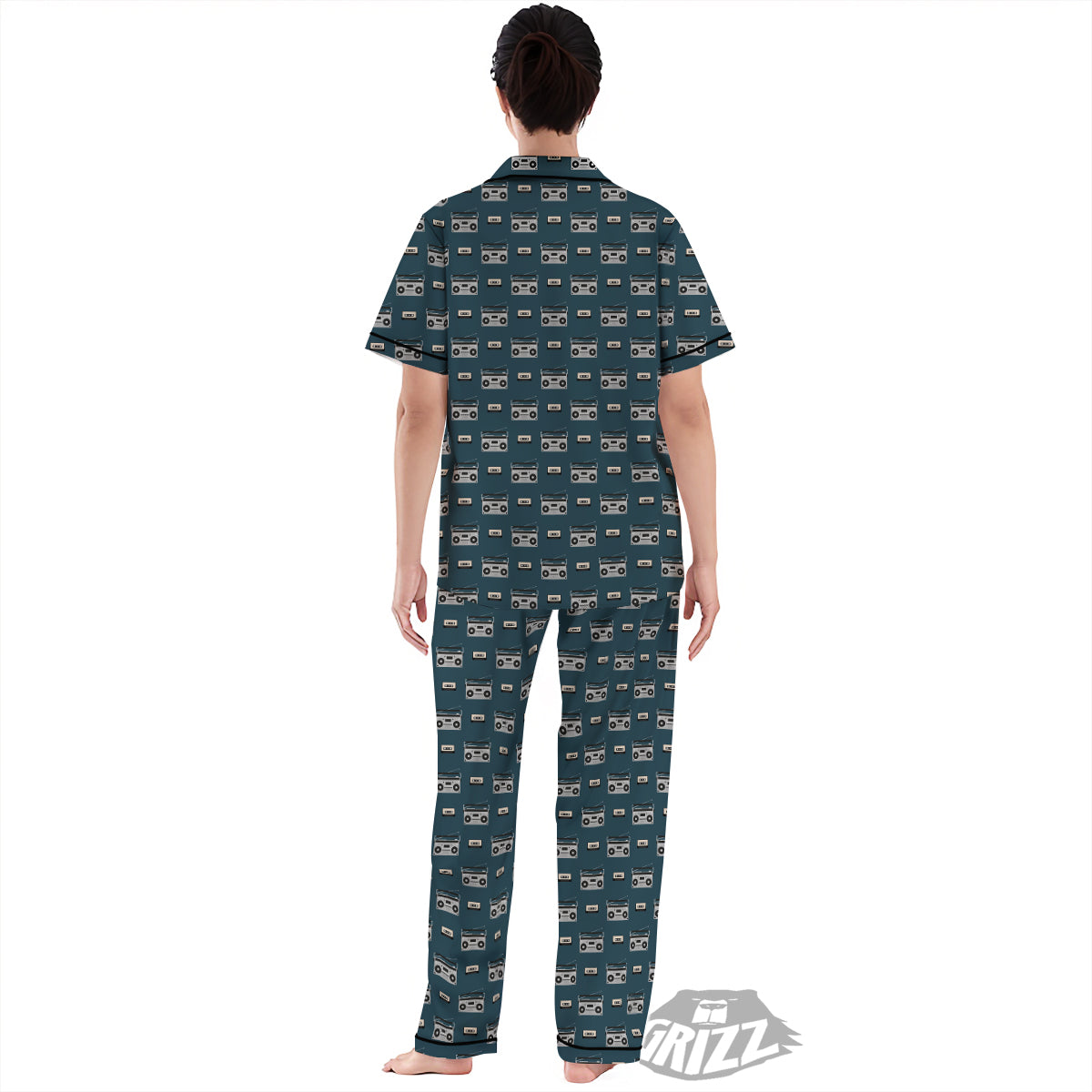 Boombox And Cassette Tape Print Pattern Women's Pajamas Set-grizzshop