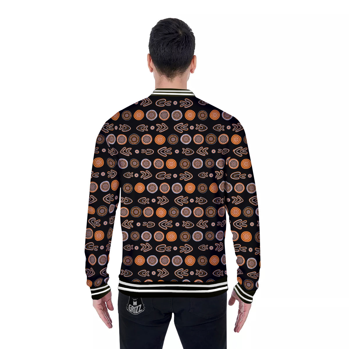 Boomerang Aboriginal Print Pattern Baseball Jacket-grizzshop