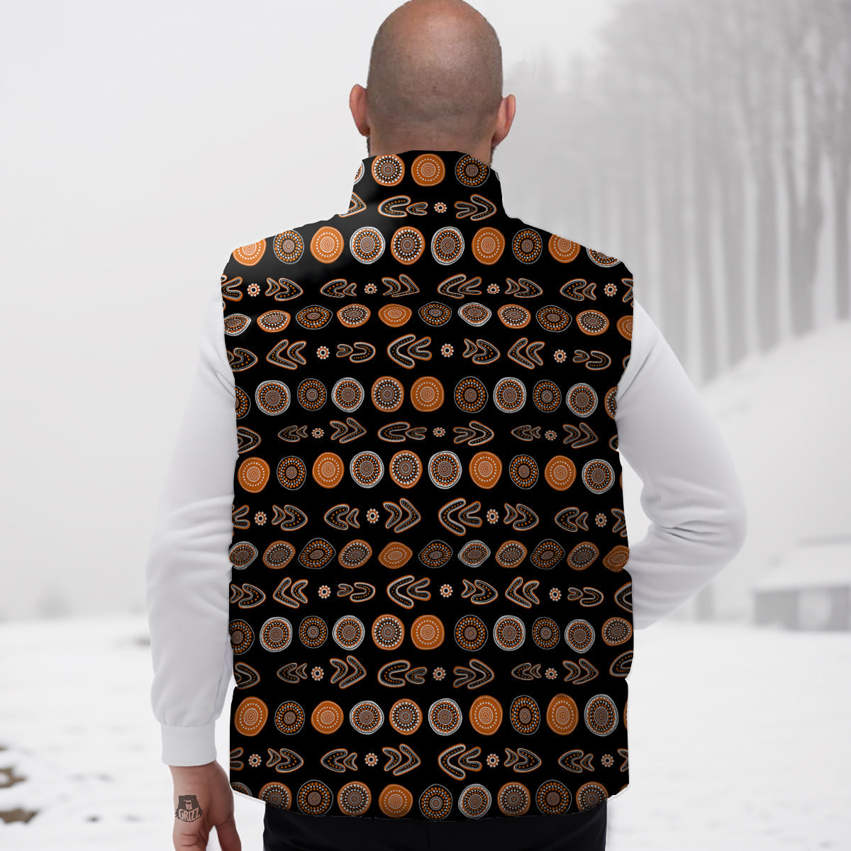 Boomerang Aboriginal Print Pattern Down Vest