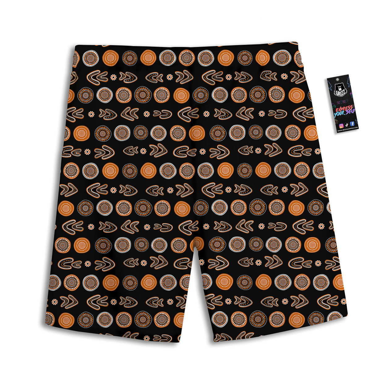 Boomerang Aboriginal Print Pattern Men's Athletic Shorts