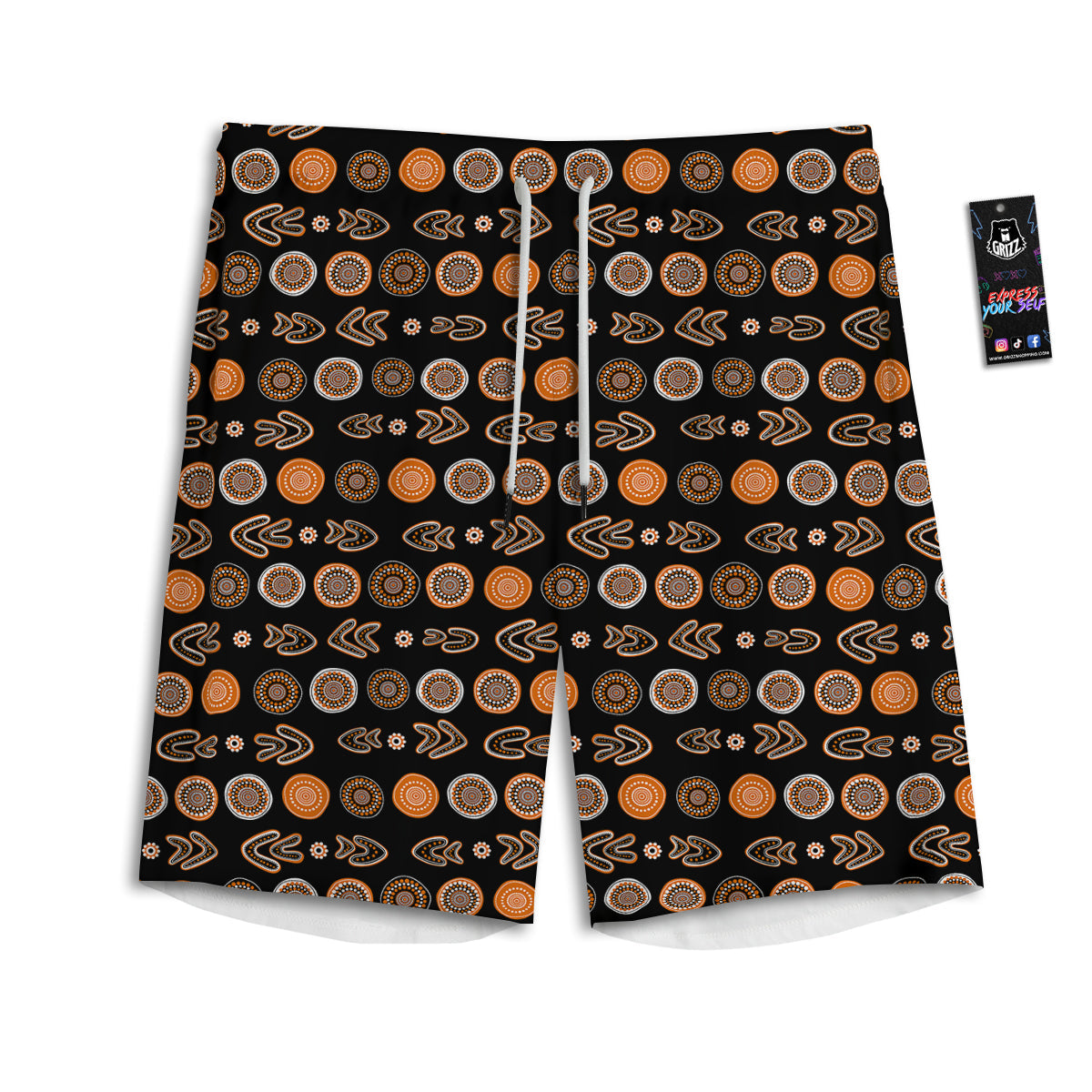 Boomerang Aboriginal Print Pattern Men's Athletic Shorts