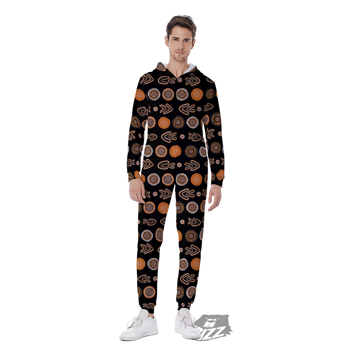 Boomerang Aboriginal Print Pattern Men's Jumpsuit-grizzshop