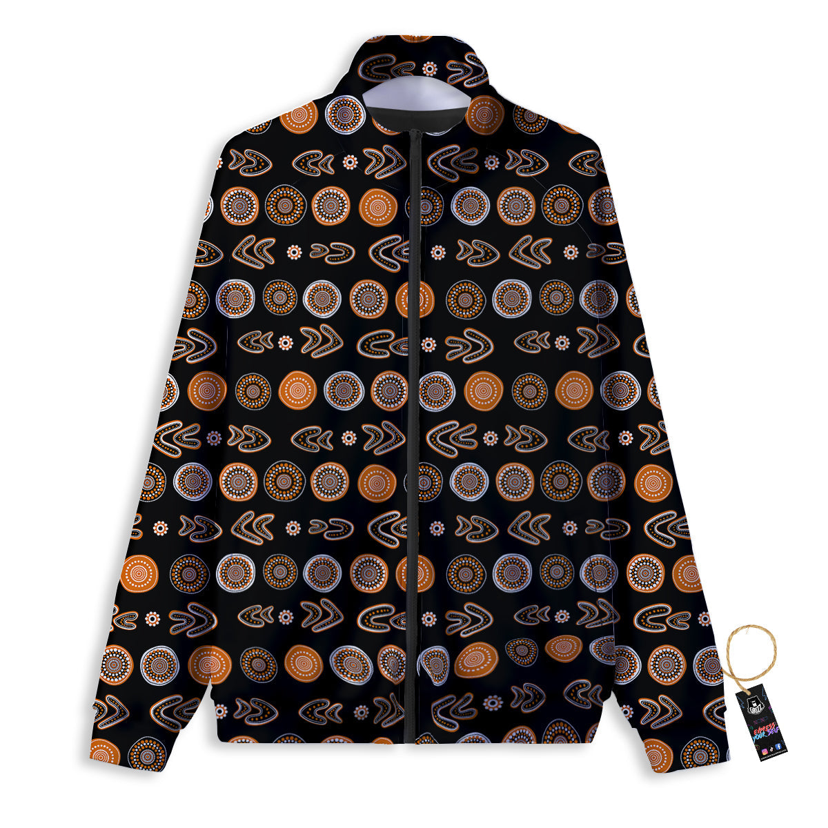 Boomerang Aboriginal Print Pattern Track Jacket-grizzshop