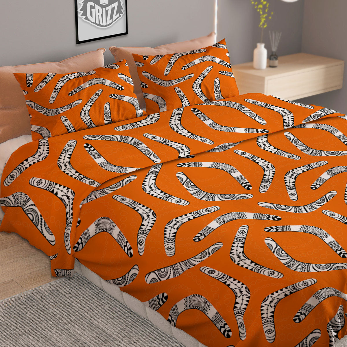 Boomerang Australian Aboriginal Print Duvet Cover Bedding Set
