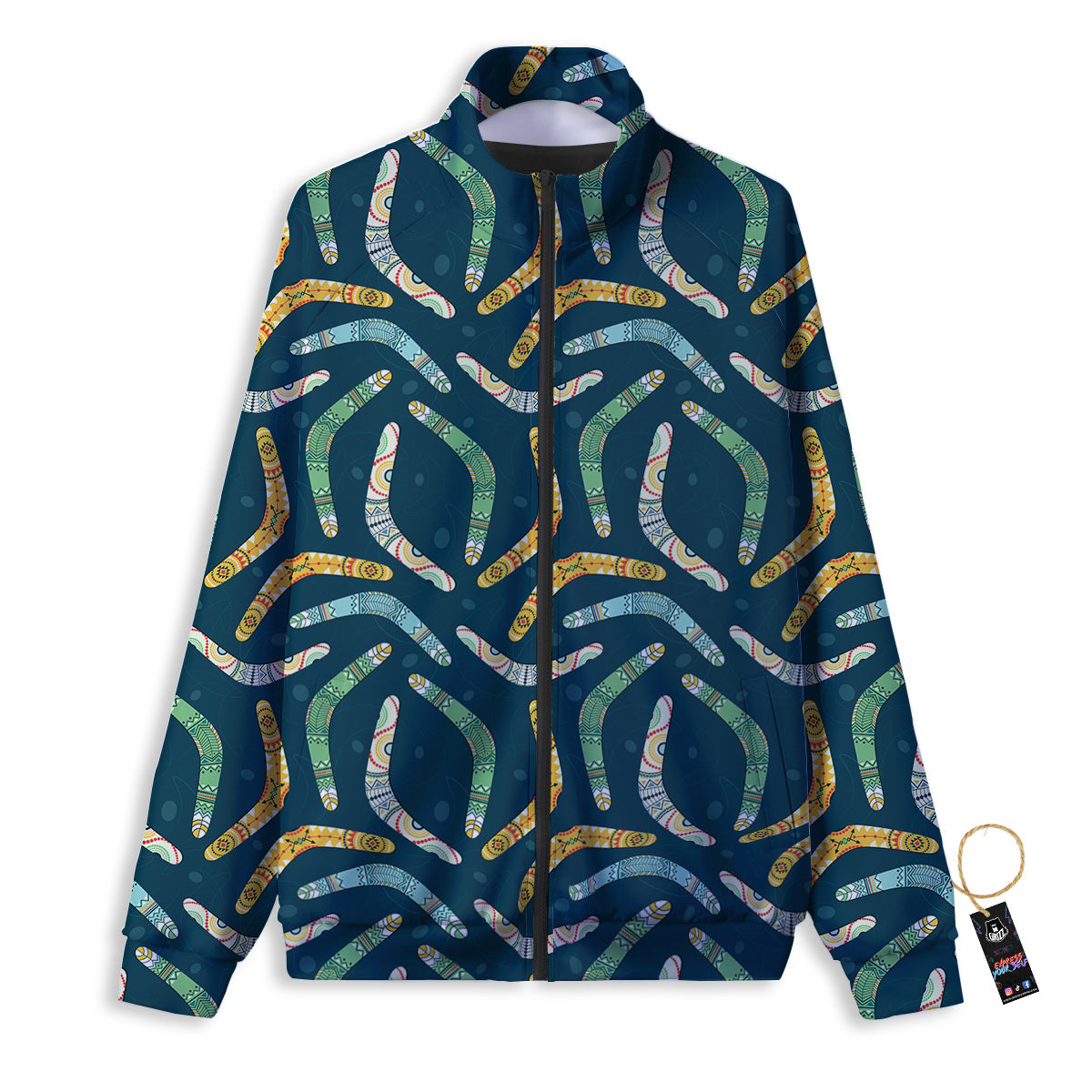 Boomerang Australian Print Pattern Track Jacket-grizzshop