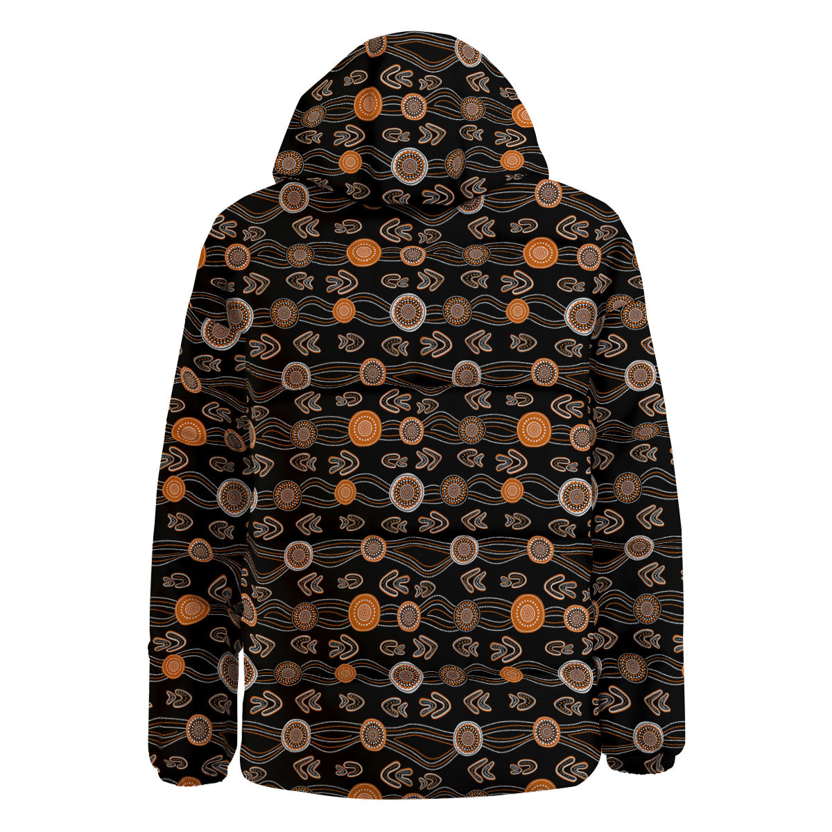Boomerang Dot Aboriginal Print Down Jacket-grizzshop