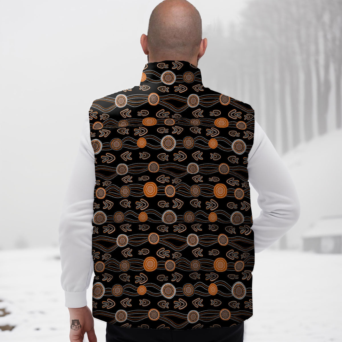 Boomerang Dot Aboriginal Print Down Vest