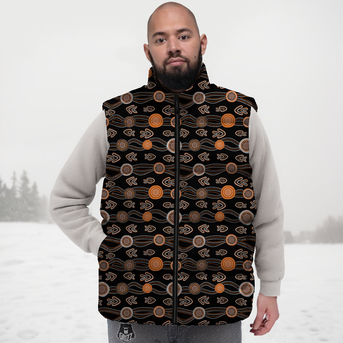 Boomerang Dot Aboriginal Print Down Vest