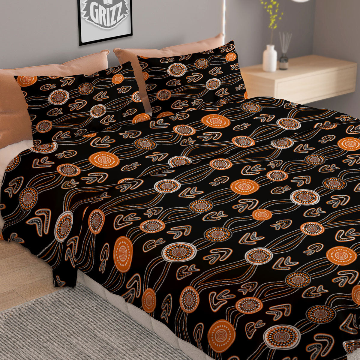 Boomerang Dot Aboriginal Print Duvet Cover Bedding Set