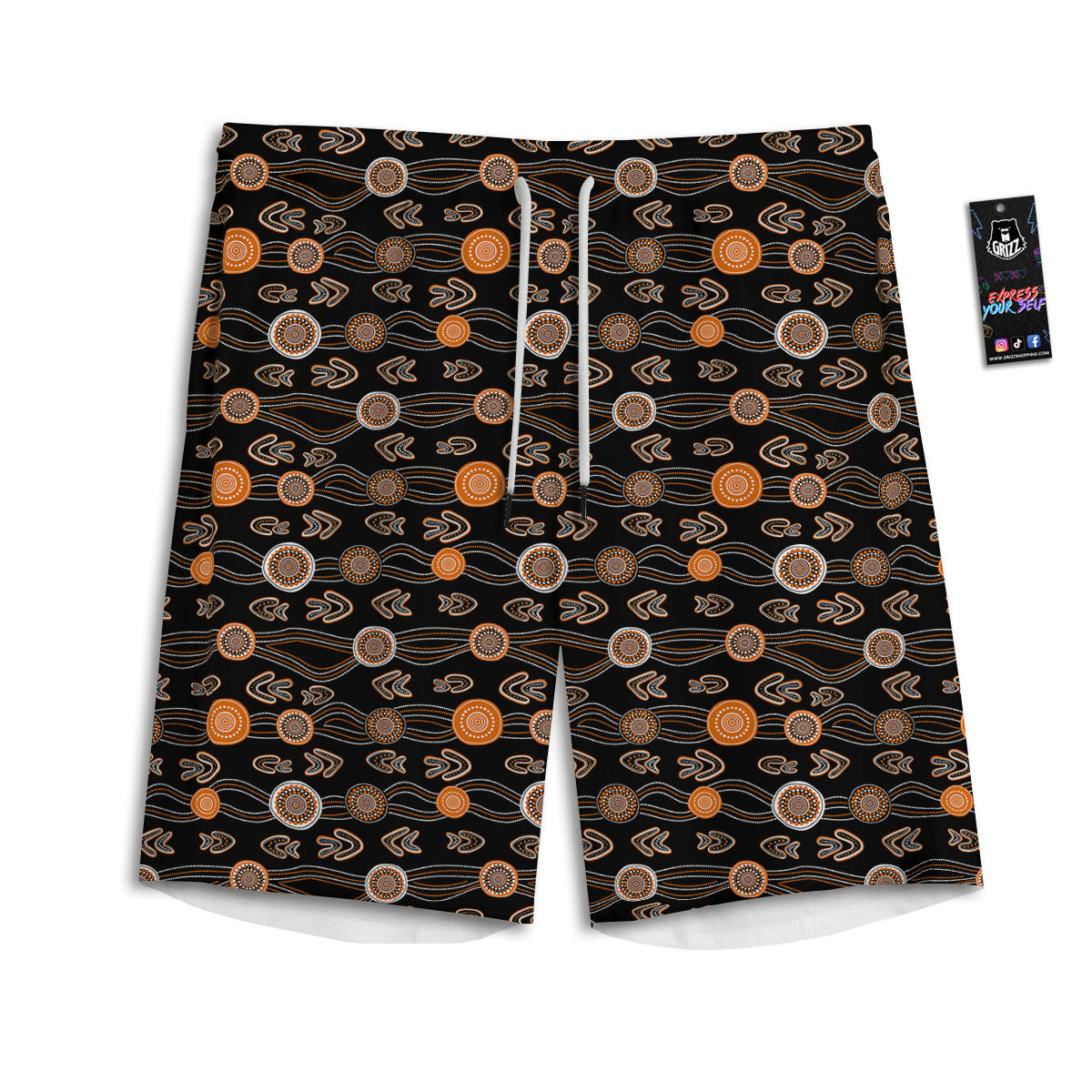 Boomerang Dot Aboriginal Print Men's Athletic Shorts