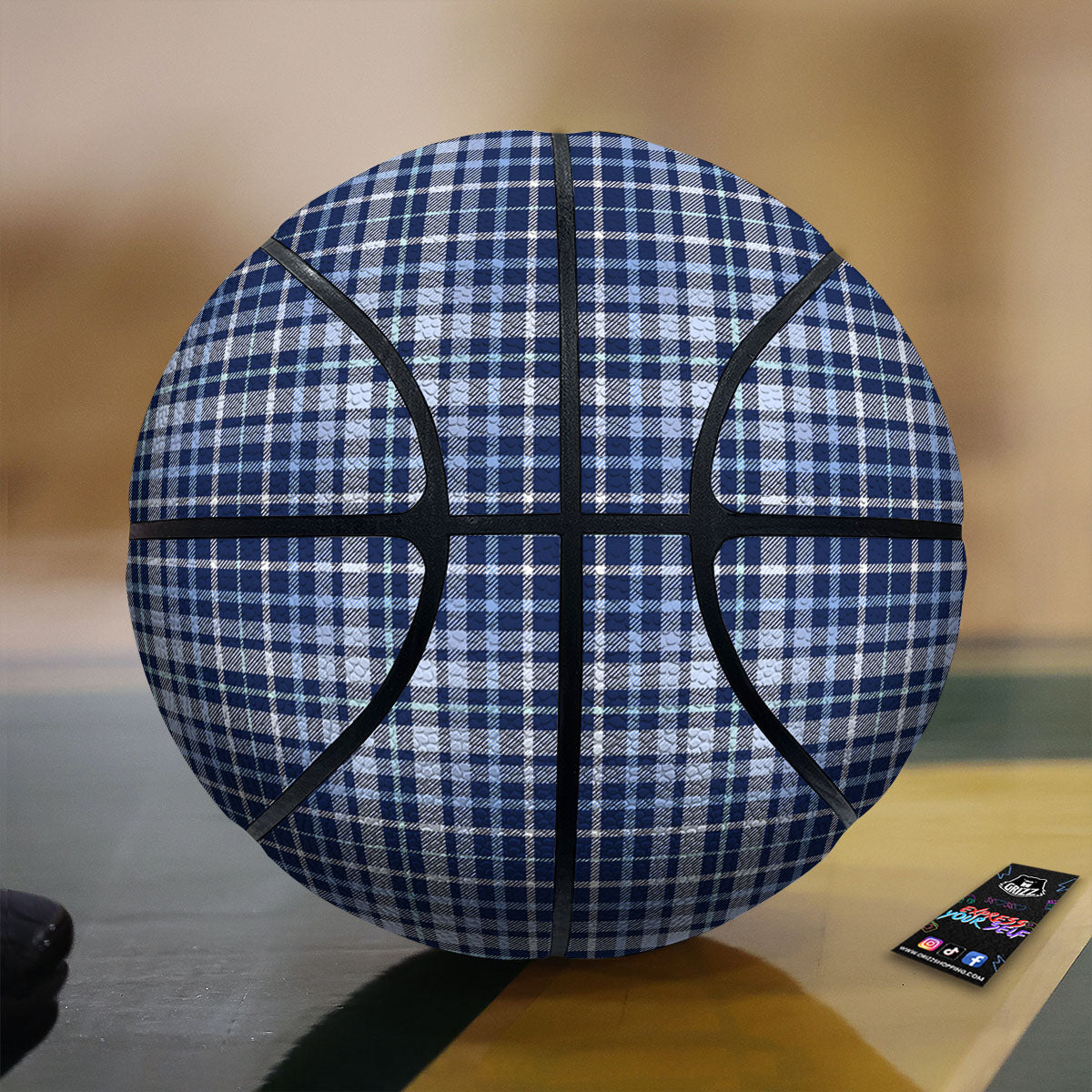 Border Tartan Blue Print Pattern Basketball-grizzshop