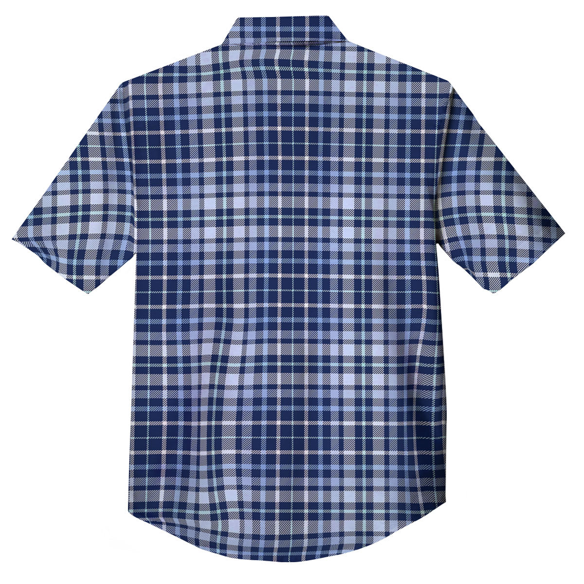 Border Tartan Blue Print Pattern Button Up Shirt-grizzshop