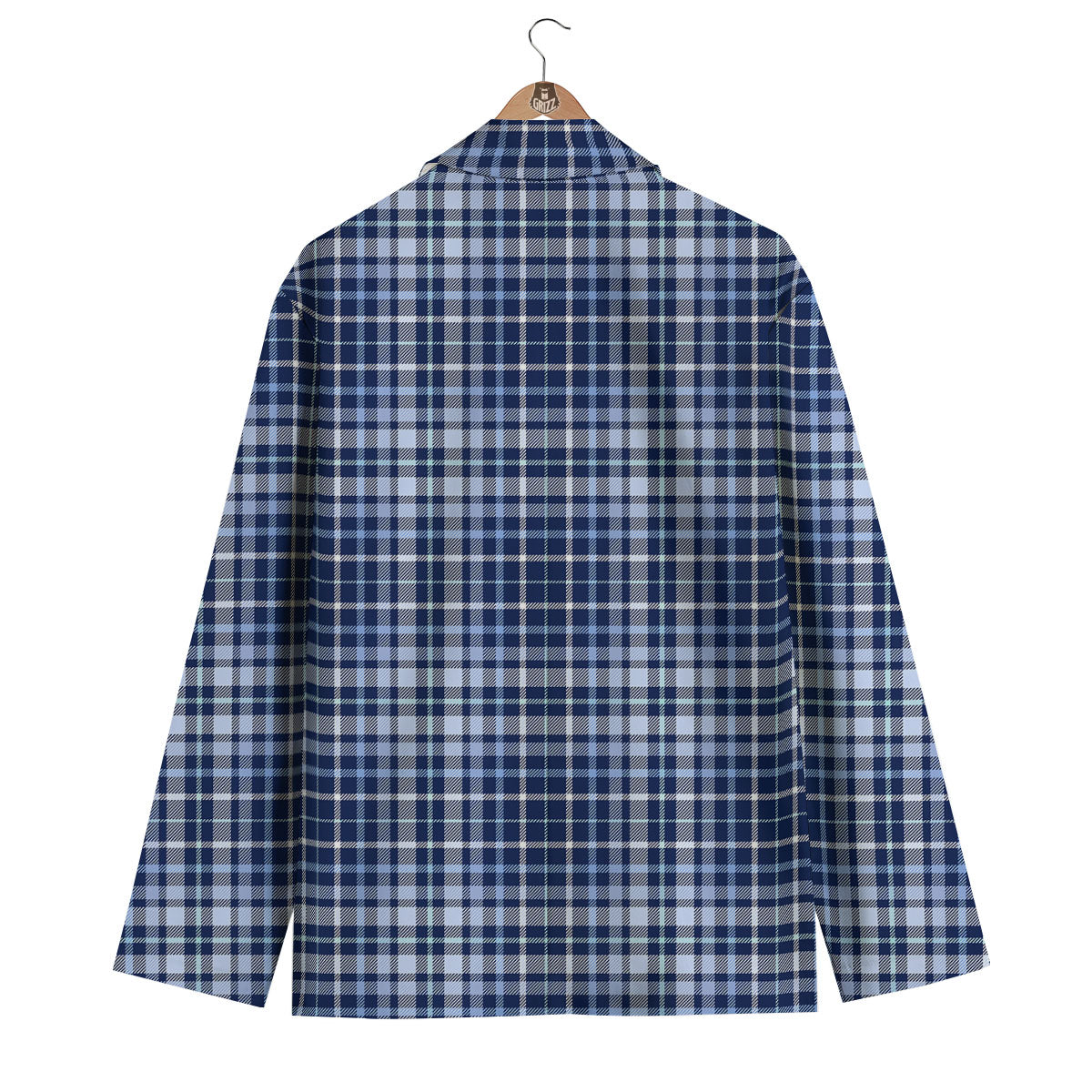 Border Tartan Blue Print Pattern Men's Blazer-grizzshop