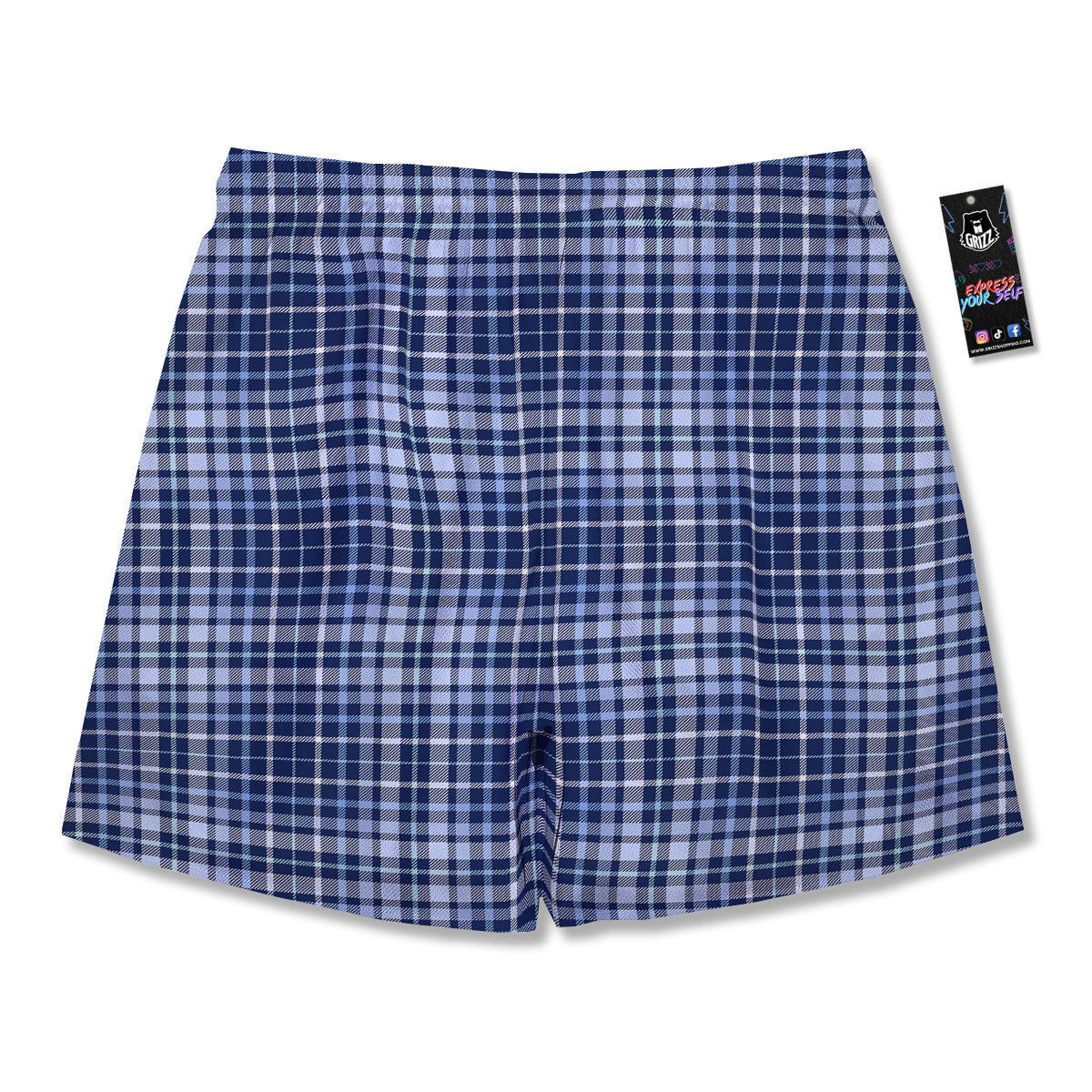 Border Tartan Blue Print Pattern Men's Running Shorts-grizzshop