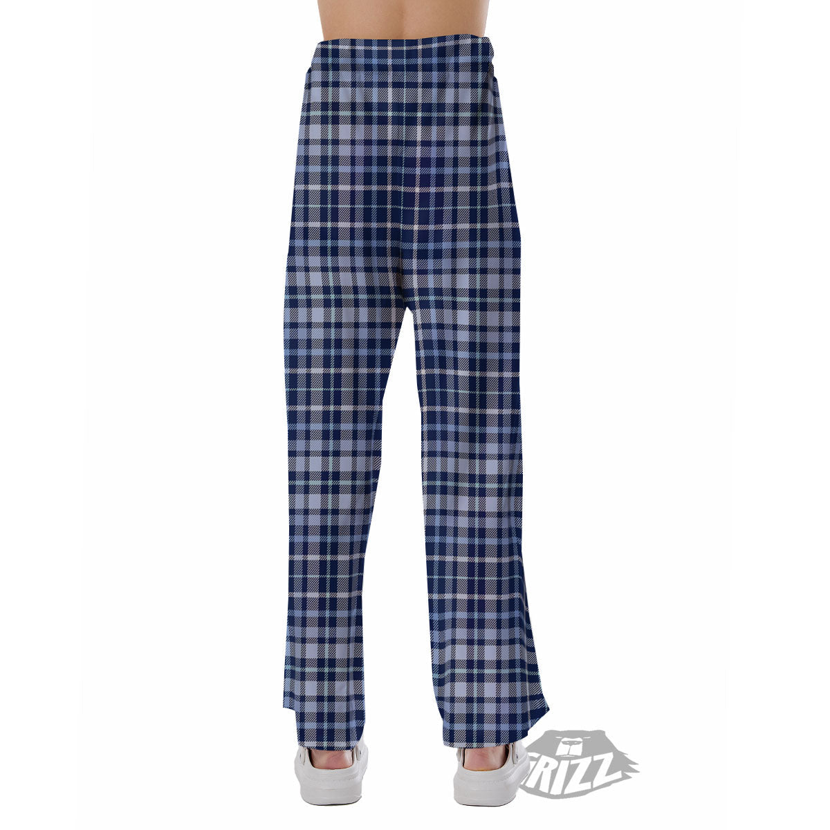 Border Tartan Blue Print Pattern Pajama Pants-grizzshop