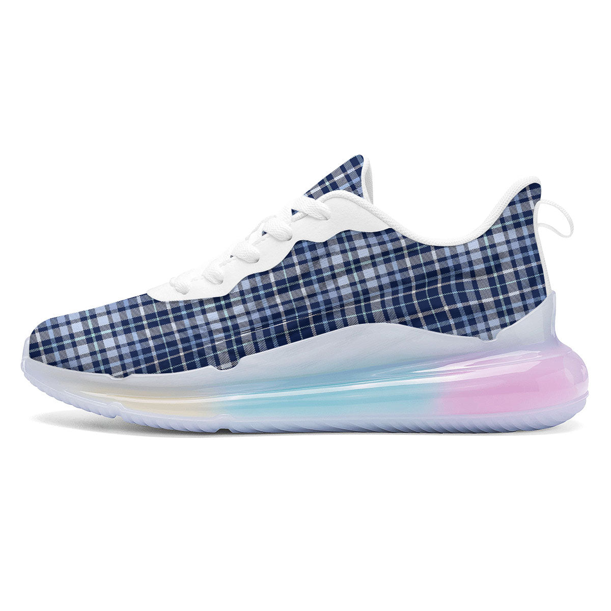 Border Tartan Blue Print Pattern Running Sneakers-grizzshop