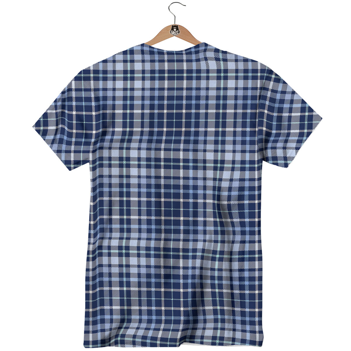 Border Tartan Blue Print Pattern T-Shirt-grizzshop