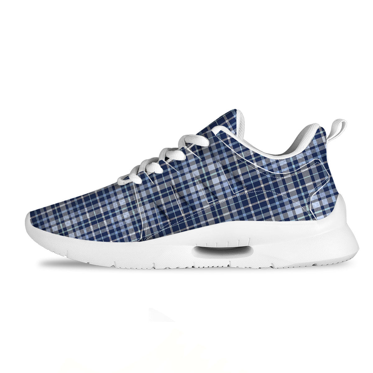 Border Tartan Blue Print Pattern Tennis Shoes-grizzshop