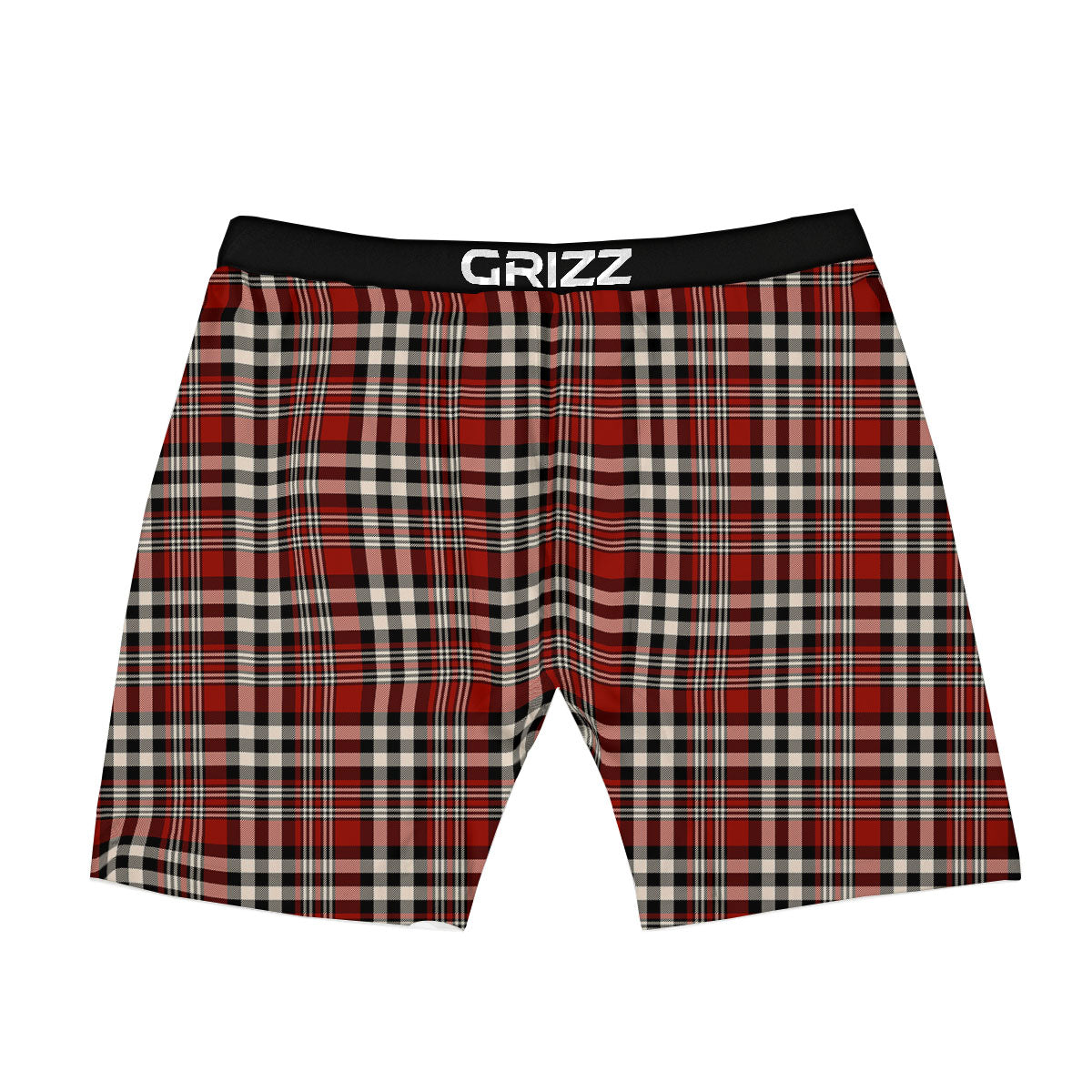Border Tartan Red Black And White Print Pattern Boxer Briefs-grizzshop