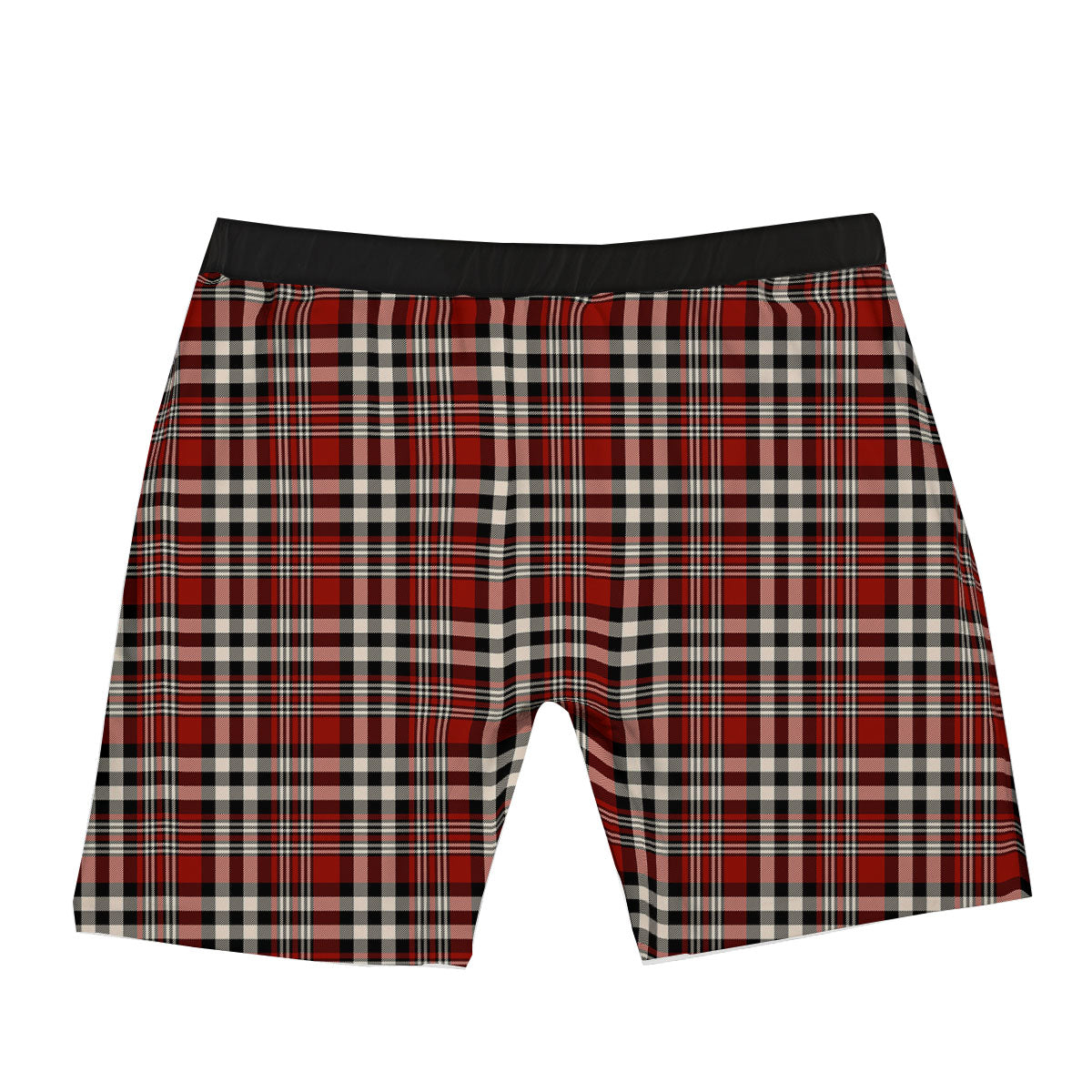 Border Tartan Red Black And White Print Pattern Boxer Briefs-grizzshop