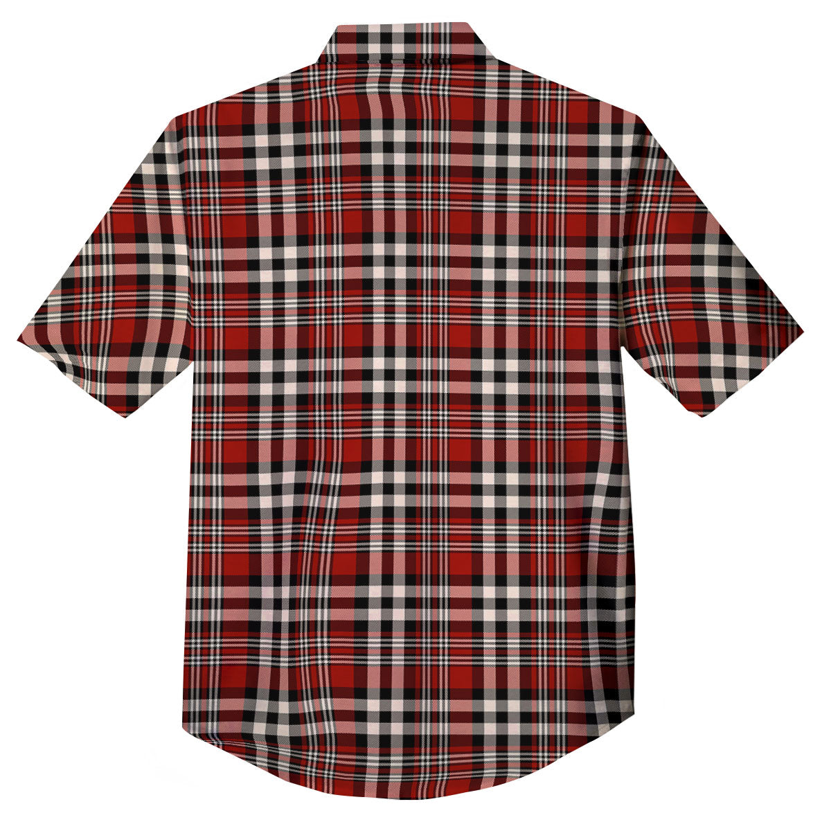 Border Tartan Red Black And White Print Pattern Button Up Shirt-grizzshop