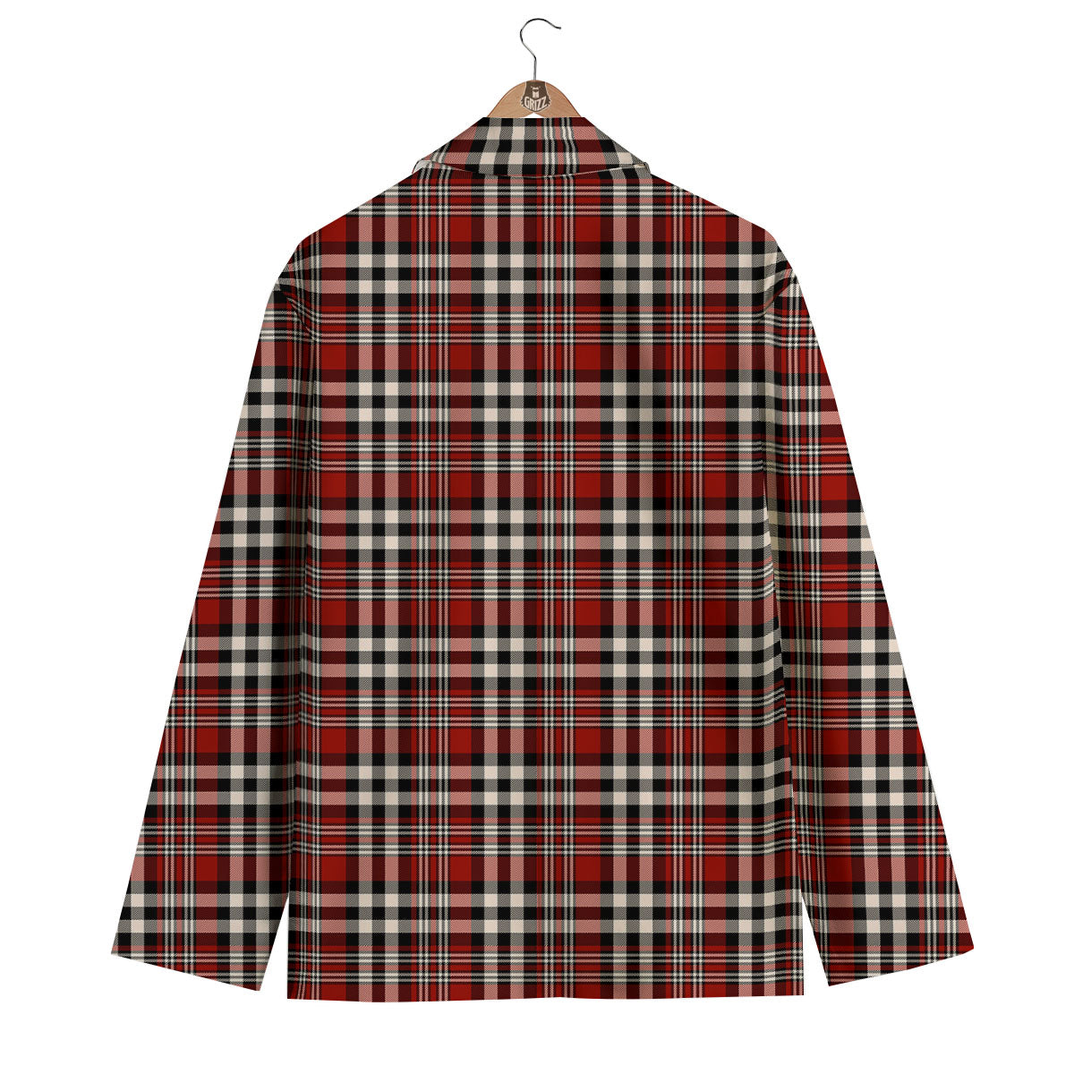 Border Tartan Red Black And White Print Pattern Men's Blazer-grizzshop