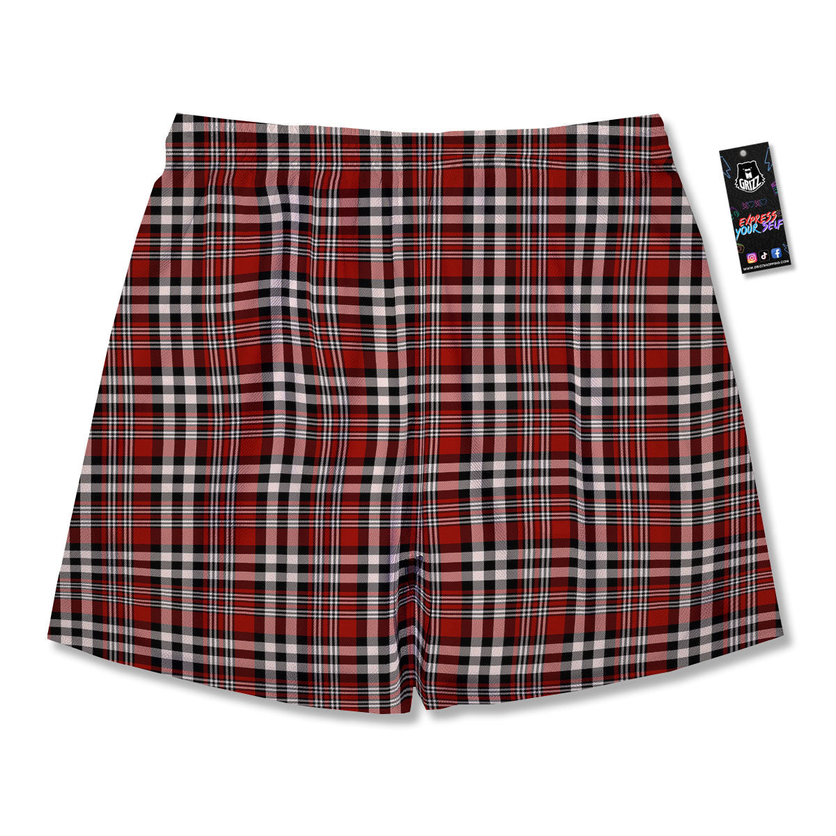 Border Tartan Red Black And White Print Pattern Men's Running Shorts-grizzshop