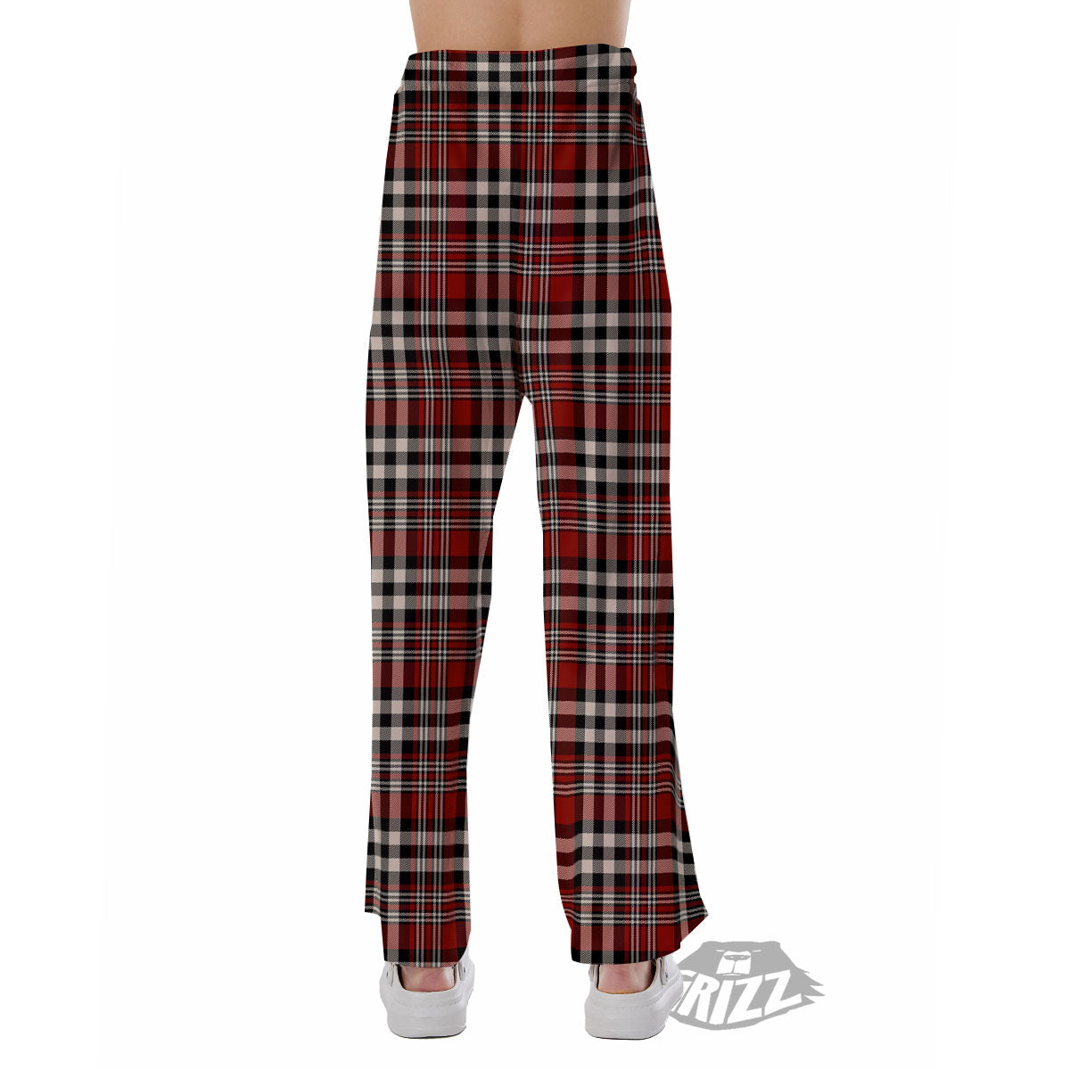 Border Tartan Red Black And White Print Pattern Pajama Pants-grizzshop