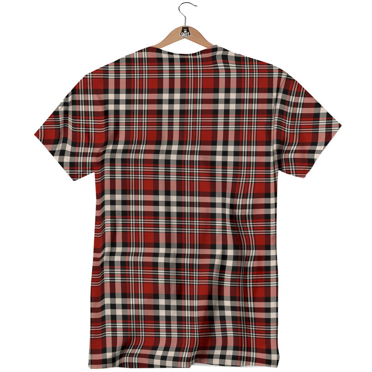 Border Tartan Red Black And White Print Pattern T-Shirt-grizzshop