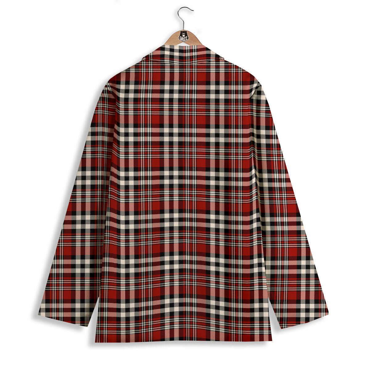 Border Tartan Red Black And White Print Pattern Women's Blazer-grizzshop