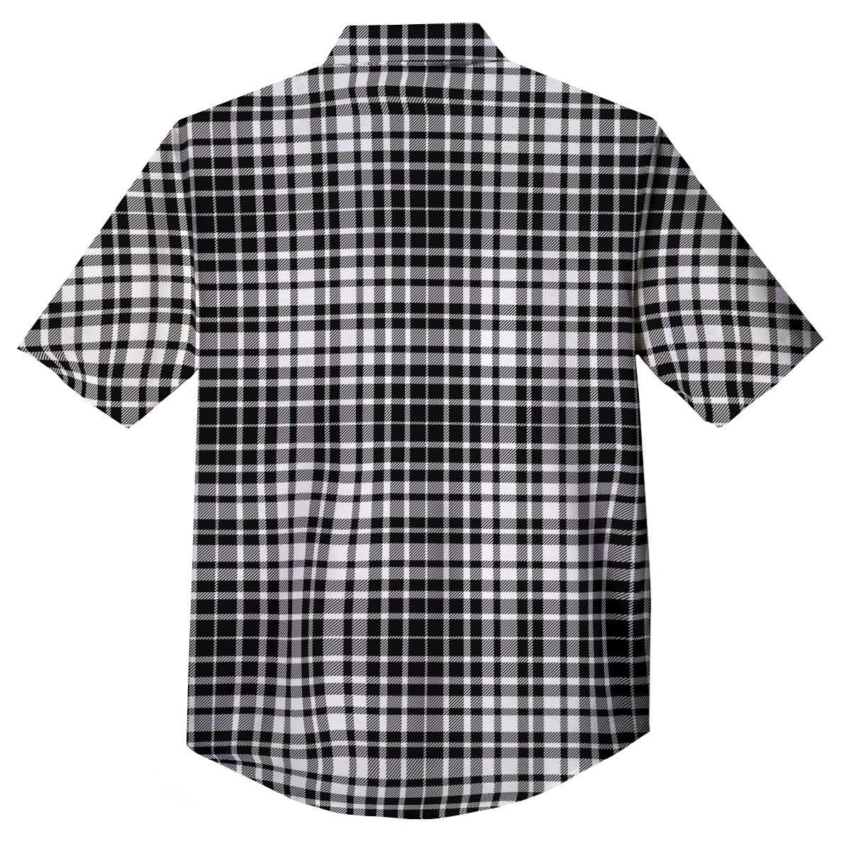 Border Tartan White And Black Print Button Up Shirt-grizzshop