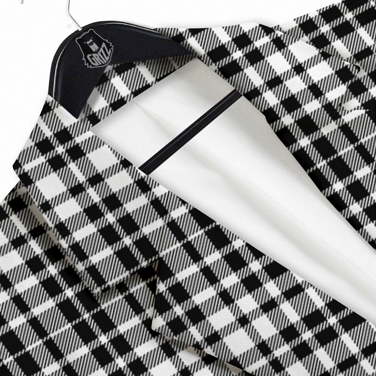 Border Tartan White And Black Print Men's Sport Coat-grizzshop