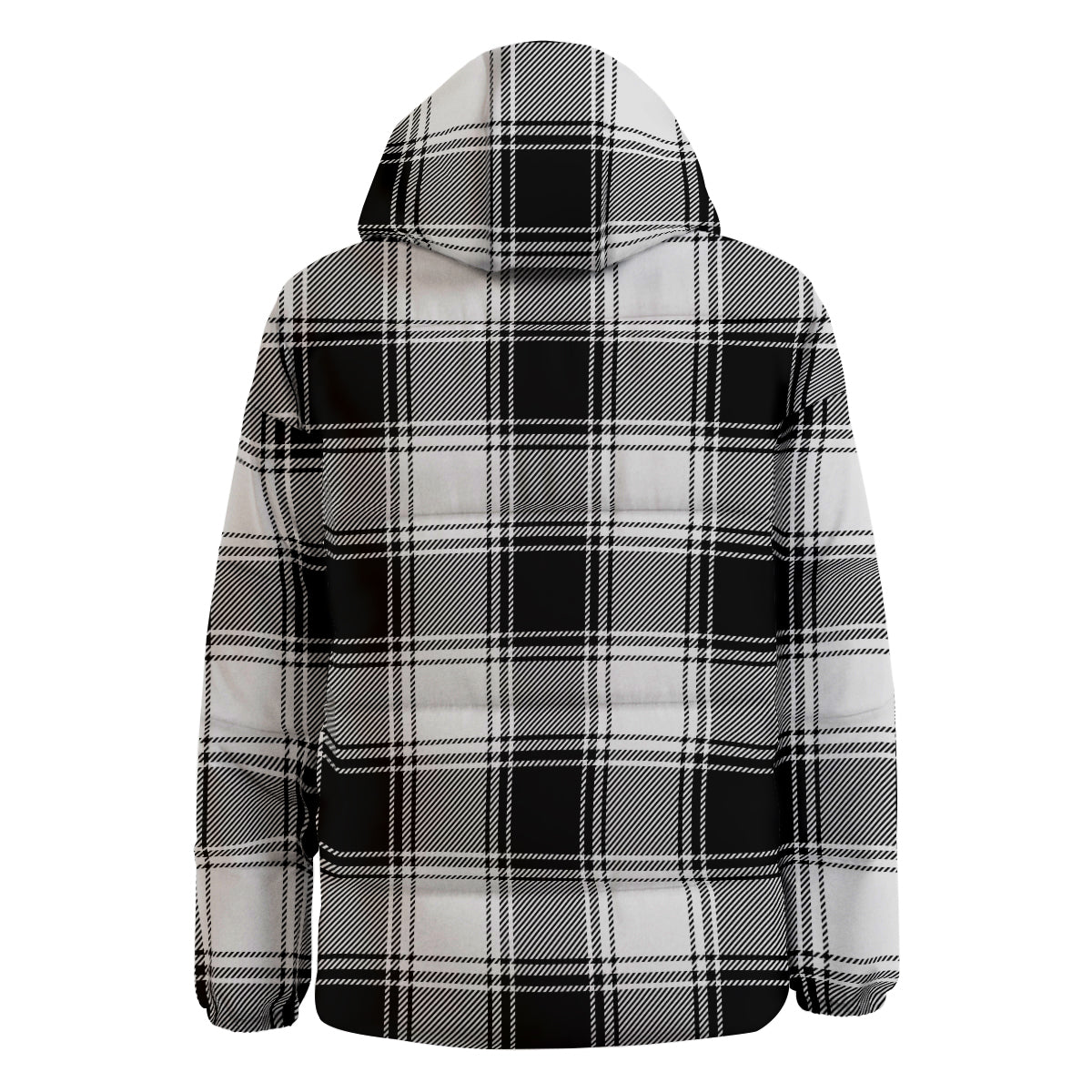 Border Tartan White And Black Print Pattern Down Jacket-grizzshop