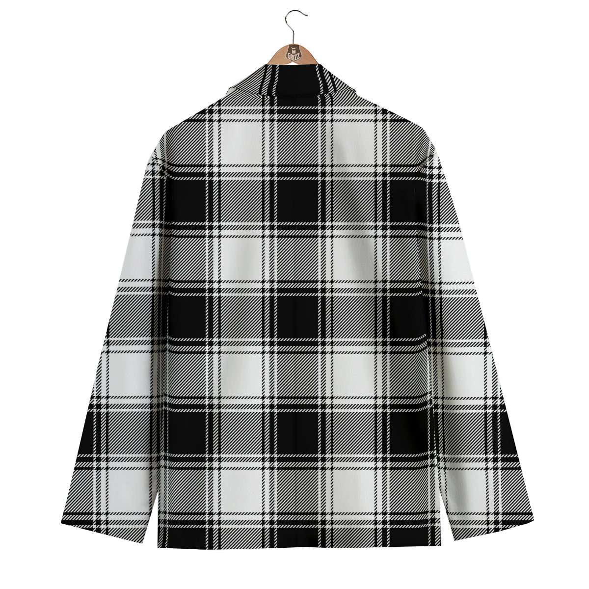 Border Tartan White And Black Print Pattern Men's Blazer-grizzshop