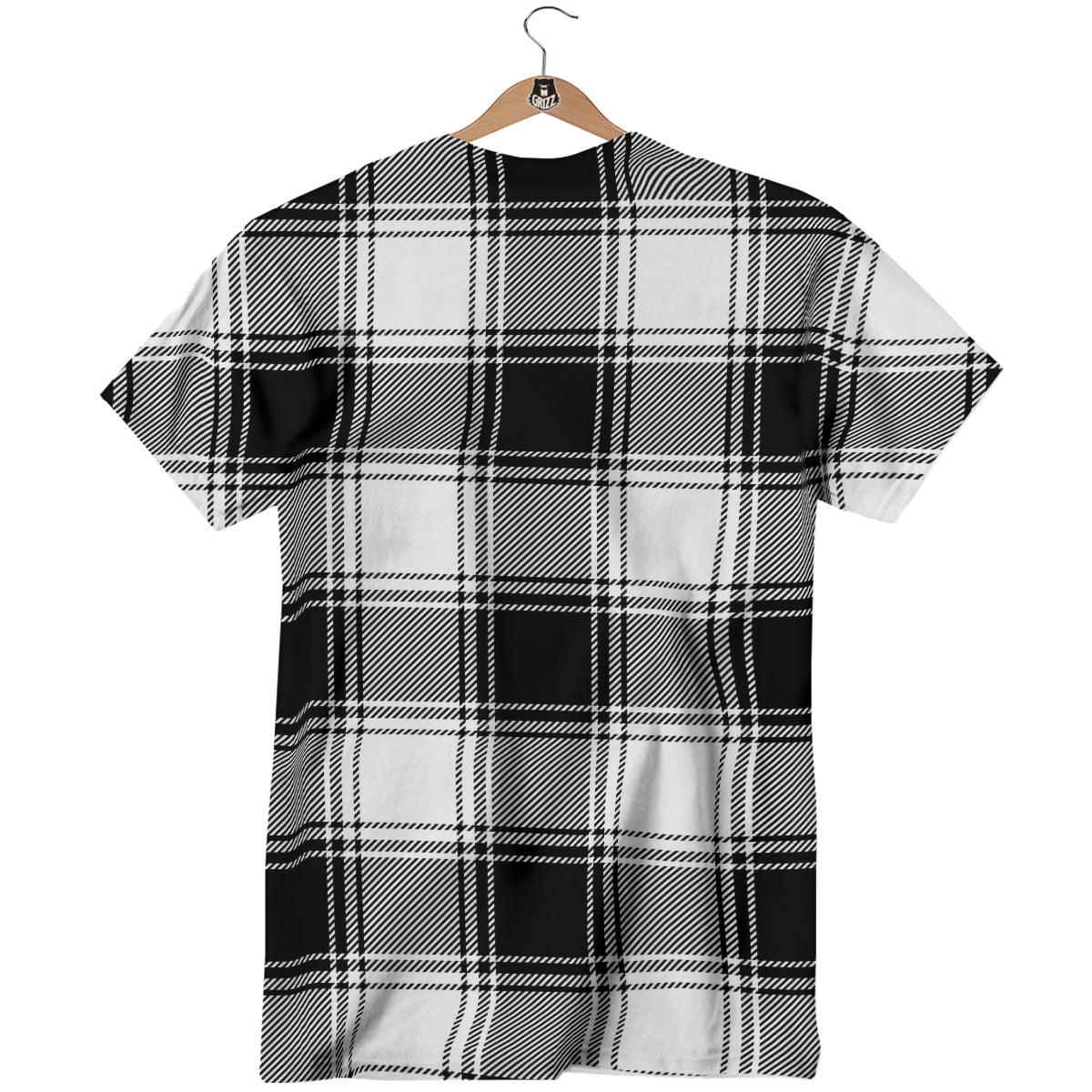 Border Tartan White And Black Print Pattern T-Shirt-grizzshop