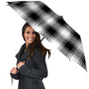 Border Tartan White And Black Print Pattern Umbrella-grizzshop