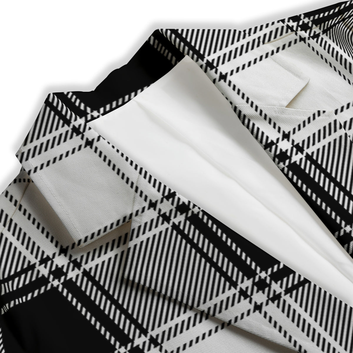 Border Tartan White And Black Print Pattern Women's Blazer-grizzshop