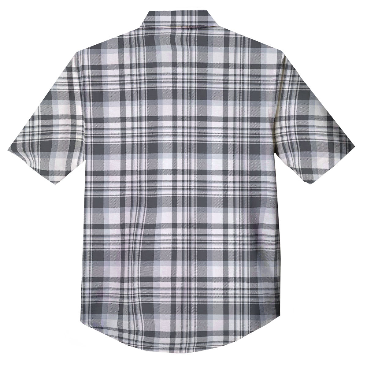 Border Tartan White And Grey Print Button Up Shirt-grizzshop