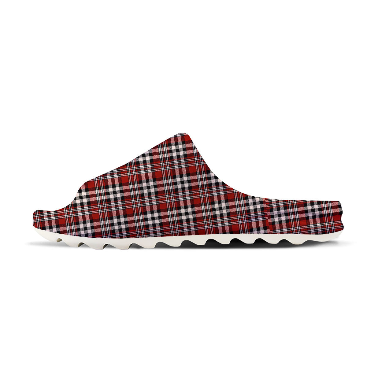 Border Tartan Red Black And White Print Pattern Sandals-grizzshop