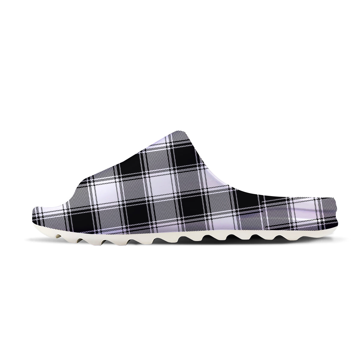 Border Tartan White And Black Print Pattern Sandals-grizzshop