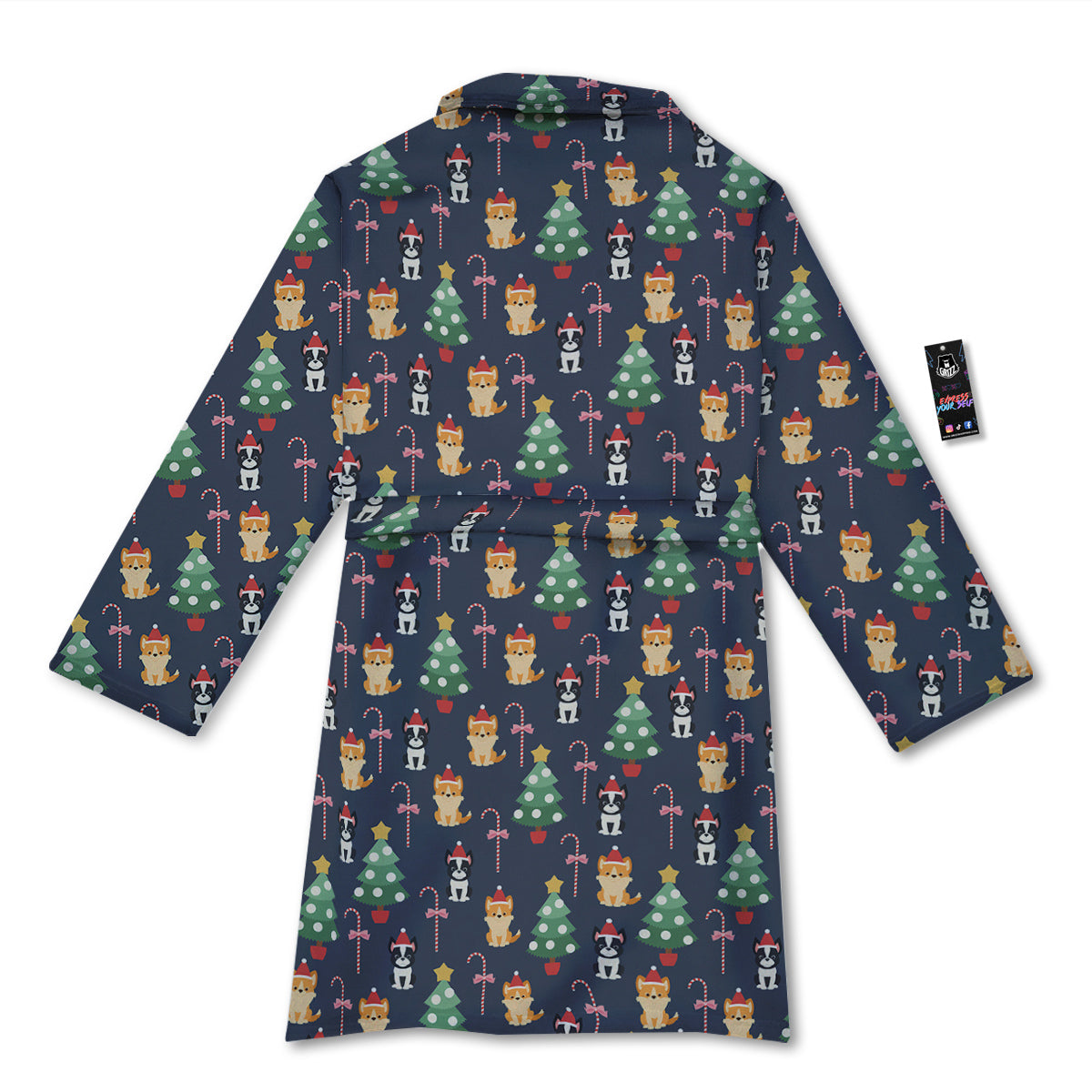 Boston Terrier And Corgi Christmas Print Bathrobe-grizzshop