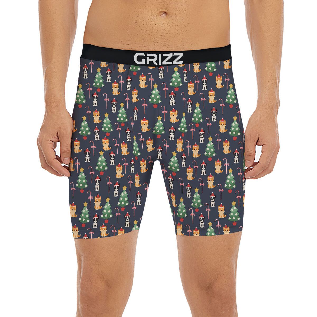 Boston Terrier And Corgi Christmas Print Boxer Briefs-grizzshop